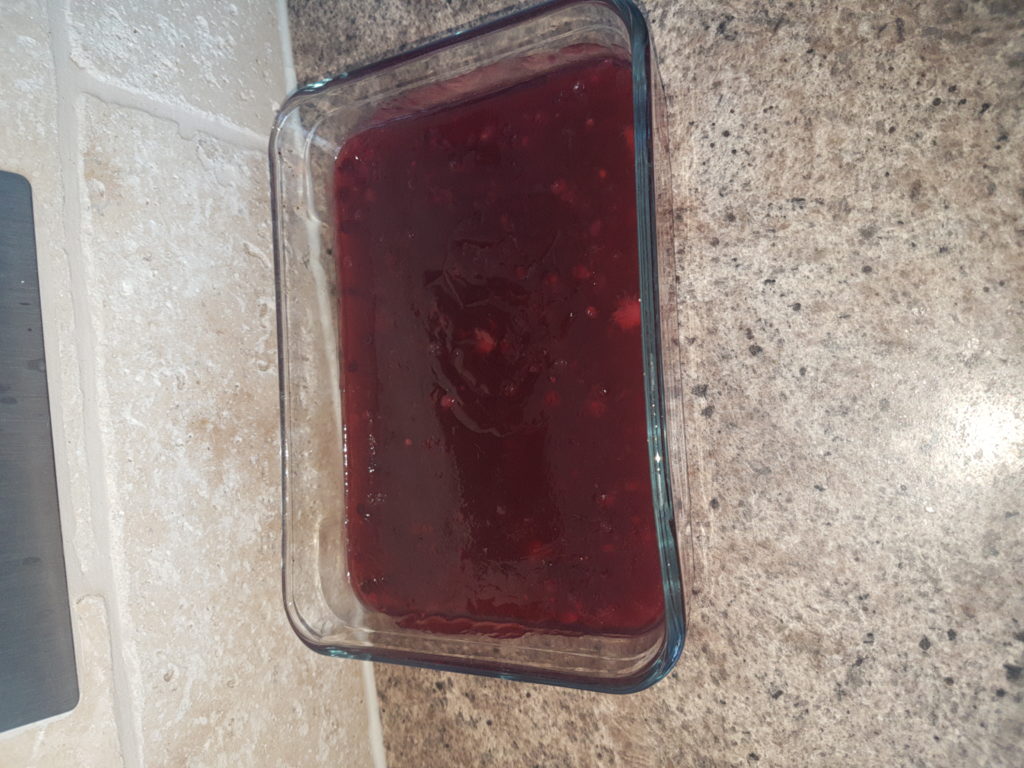 A block of red jelly